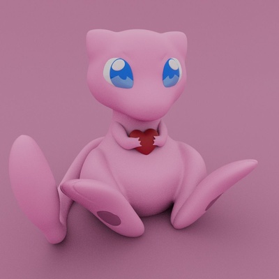 valentine's special - mew 3d models download creality cloud fictional characters 3d print model - Mito3D