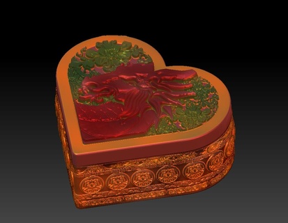 valentines journée cœur dragon cadeau boîte bijoux 3d print model - Mito3D