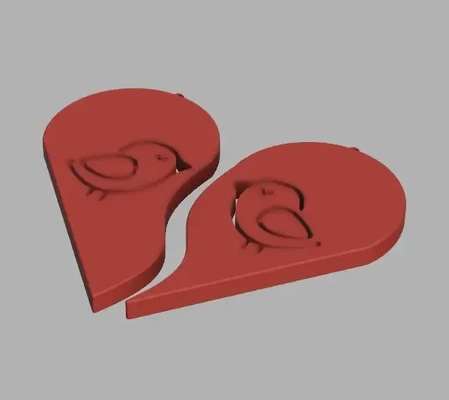 valentines lovebird heart necklace 3d models download creality cloud 3d print model - Mito3D