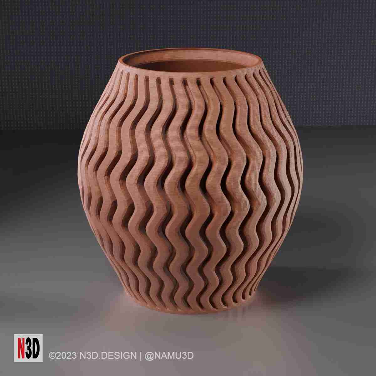 vaso 1004 ondulado casa decoração 3D print model - Mito3D