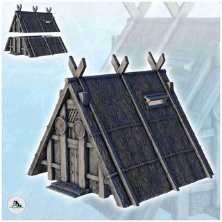 viking building thatch wood ornaments 7 - scen 3d models download creality cloud Historical Buildings 3d print model - Mito3D
