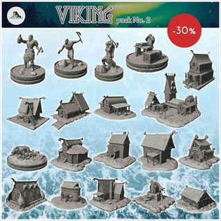 viking edifícios pacote 2 cenário medieval miniaturas wa histórico 3d print model - Mito3D