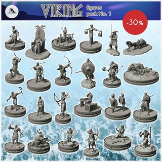 viking figuras pacote 1 cenário medieval miniaturas warh homens 3d print model - Mito3D