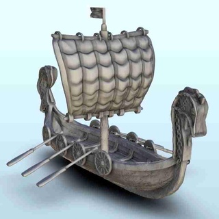 viking kısa Drakkar kürekler 2 manzara Ortaçağa ait minia 3d modeller indir Creality bulut savaş gemileri 3d print model - Mito3D