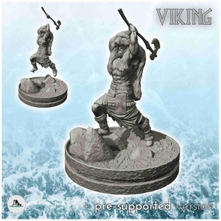 viking warrior axe animal skin 3 - scenery mediev 3d models download creality cloud Men 3d print model - Mito3D