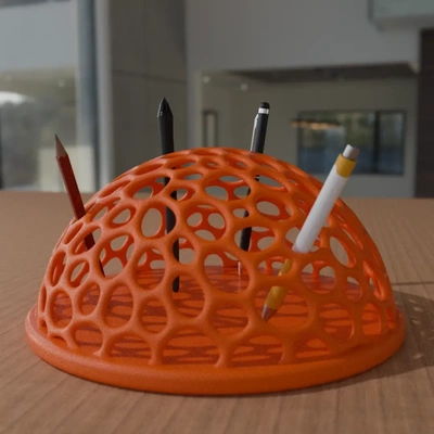 voronoi dome pen holder 3d models download creality cloud 3d print model - Mito3D