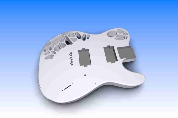 voronoy patrón personalizado telecaster guitarra cuerpo 3d modelos descargar crealidad nube musical instrumentos 3d print model - Mito3D
