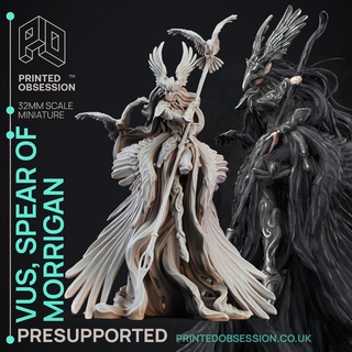 vus - spear maiden morrigan presupported 32mm scale Characters 3d print model - Mito3D