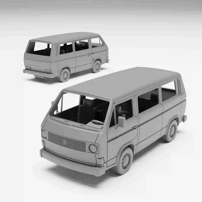 vw t3 - h0 scale van model kit 3d models download creality cloud buses 3d print model - Mito3D