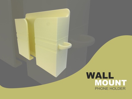 mur monter téléphone portable titulaire soutien espace rangement organisateur 3d print model - Mito3D