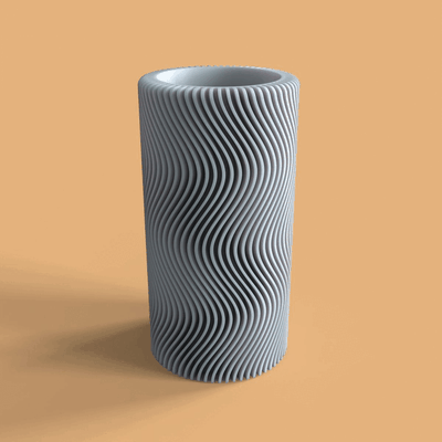 wave vase pencil case container vague pot cray 3d models download creality cloud home decor 3d print model - Mito3D