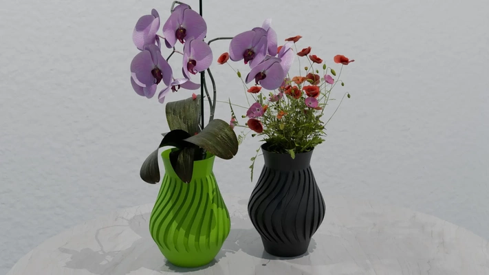 wave vases 3d models download creality cloud 3d print model - Mito3D