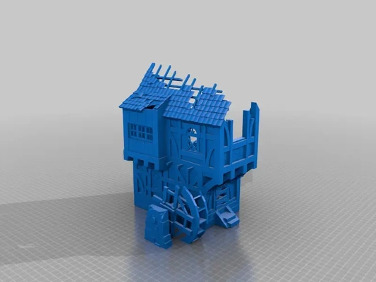 roue maison ruines terrain 3d modèles télécharger créalité nuage 3d print model - Mito3D