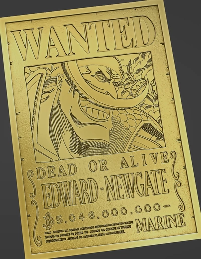 white beard edward newgate wanted poster - one piece 3d models download creality cloud toys & games 3d print model - Mito3D