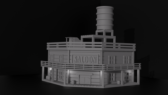 wild west-saloon Historical Buildings 3d print model - Mito3D