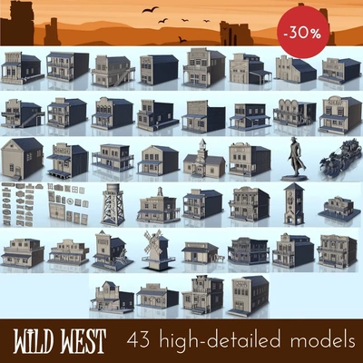 wild west pack 3d models download creality cloud 3d print model - Mito3D