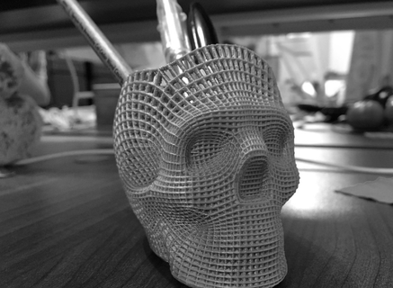wireframe crânio lápis suporte esculturas cultural relíquias 3d print model - Mito3D