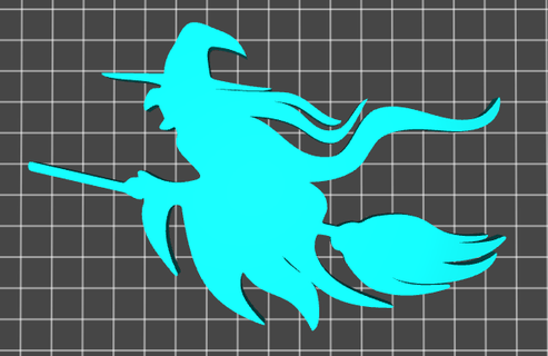 strega manico scopa silhouette personaggi 3d print model - Mito3D