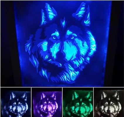 wolf head light box 3d models download creality cloud lighting 3d print model - Mito3D