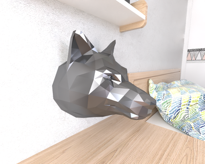 Loup tête lowpoly faible poly mammifère 3d print model - Mito3D