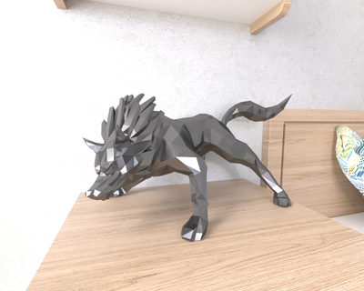 Wolf Verknüpfung Dämmerung Lowpoly niedrig poly Säugetier 3d print model - Mito3D