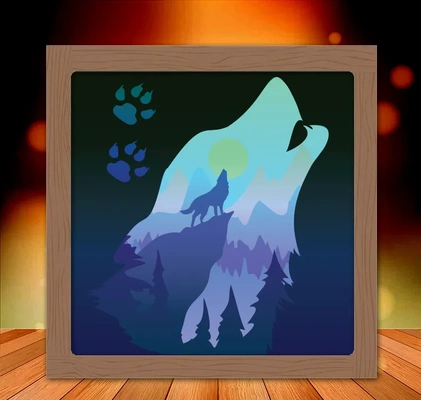 wolf shadow box 3d models download creality cloud lighting 3d print model - Mito3D