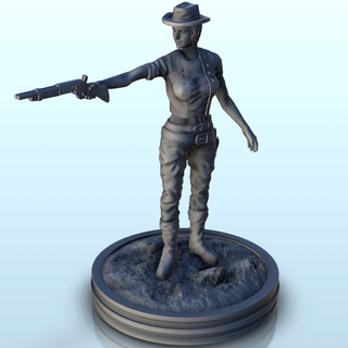 mujer sombrero pistola 14 Oeste figura miniatura 3d print model - Mito3D