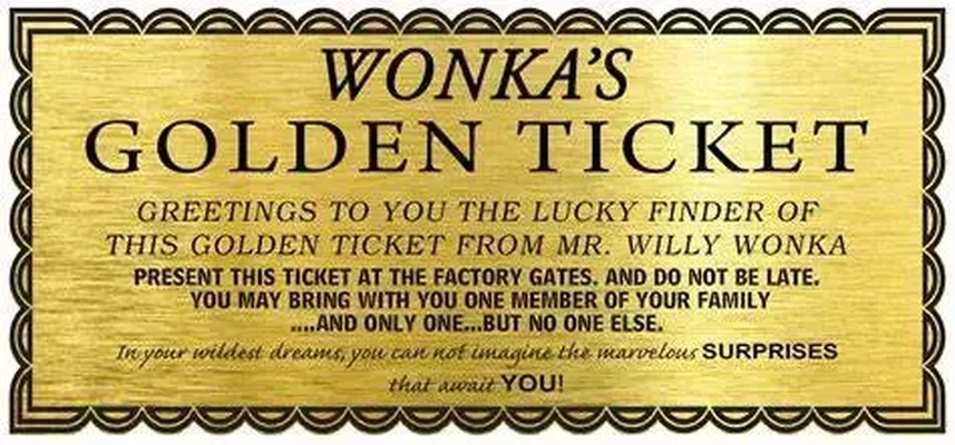 wonka dourado bilhete 3d modelos baixar crialidade nuvem 3d print model - Mito3D