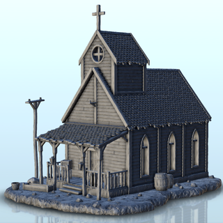 bois église canopée terrain paysage Ouest occidental historique bâtiments 3d print model - Mito3D