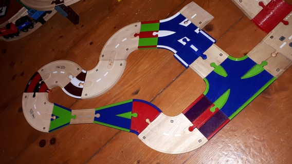wooden roadway curves bigjigs compatible Toy Cars 3d print model - Mito3D