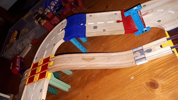 hölzern Fahrbahn Eisenbahn Brücken Pisten Spielzeug Autos 3d print model - Mito3D