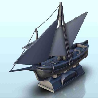wooden sailboat double mast base 4 - japan china Historical Buildings 3d print model - Mito3D