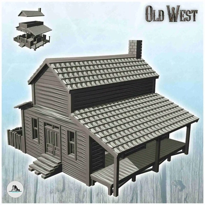 hölzern western haus dach terrasse 29 miniaturen acw 3d modelle download realität wolke historisch gebäude 3d print model - Mito3D