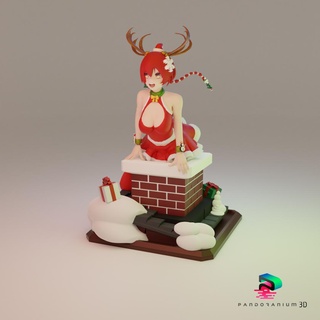 x rena menina preso chaminé personagens 3d print model - Mito3D