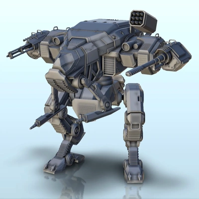xoren combat robot 8 - sci-fi science fiction future 40k b 3d models download creality cloud robots 3d print model - Mito3D