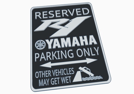 Yamaha moto yzf r1 motard parking avertissement signe motocyclettes 3d print model - Mito3D