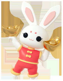 year rabbit-gold ingot 3 Mammal 3d print model - Mito3D