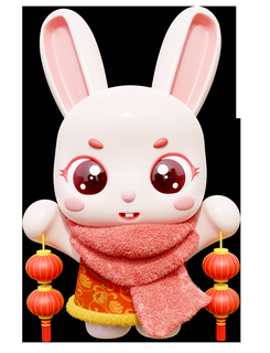 year rabbit - lantern Mammal 3d print model - Mito3D