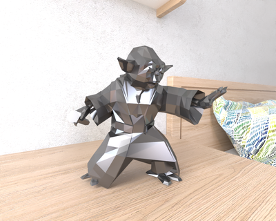 yoda pobre poli 3d modelos baixar crialidade nuvem ficcional personagens 3d print model - Mito3D