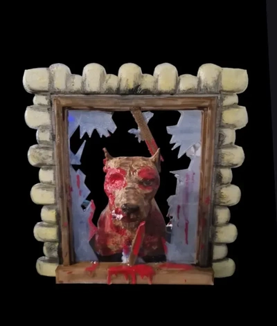 zombie hund springen window 3d modelle download realität wolke 3d print model - Mito3D