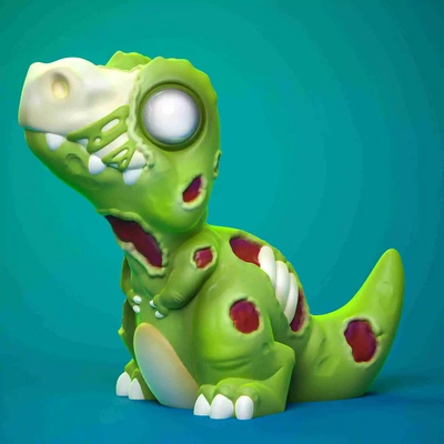 zombie trex no supports 3d models download creality cloud dinosaur 3d print model - Mito3D