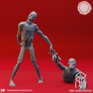 zombies - tabletop miniature pre-supported stl 3d models download creality cloud characters 3d print model - Mito3D
