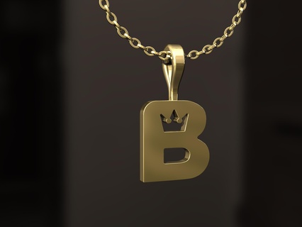 ''b'' pendant b lady gift shine refinement necklace jewelry gold refined special outfit chain accesory fine pendants 3d print model - Mito3D