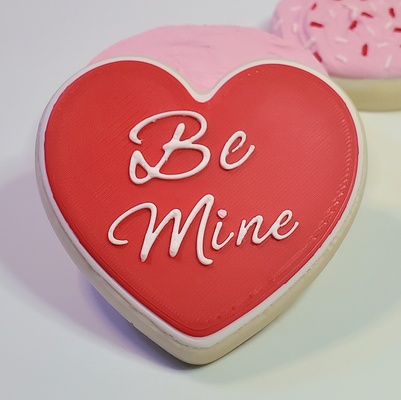 'be mine' heart-shaped sugar cookie royal icing valentine's day delicious desserts 3d print model - Mito3D
