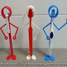 'tooth brush standz' fun free standing tooth holders home office unique toothpaste toothbrush holder standz tidy teeth stand smart present organization novelty novel mothers household gift fathers electric designer day clever christmas birthday bathroom 3d print model - Mito3D