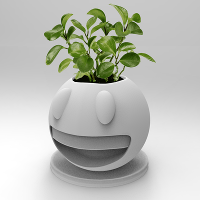 vaso flores flor estatueta ficar pé panela decoração casa emoji sorriso sorri 3d print model - Mito3D