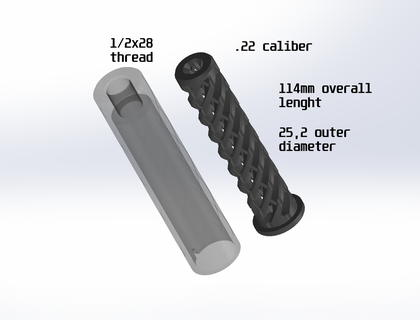 22 Schalldämpfer 1 2x28 3d print model - Mito3D