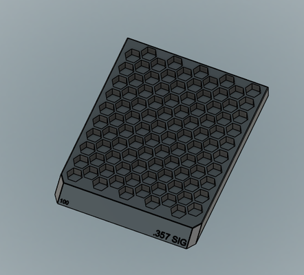 357 sig neuladen block 100rds werkzeuge waffen dillon rcbs frankford lyman pistole karabiner 3d print model - Mito3D