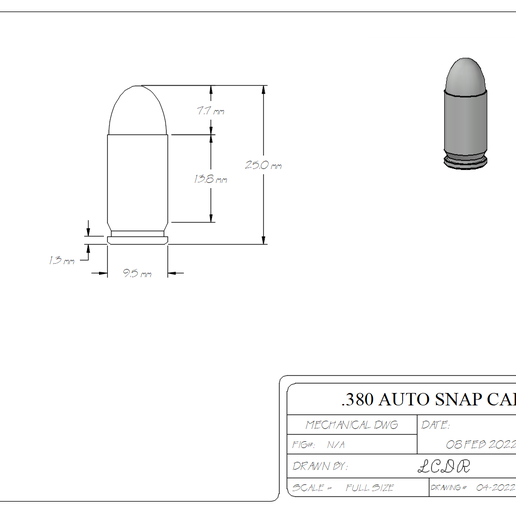 380 auto casser casquette outil balle 3D print model - Mito3D