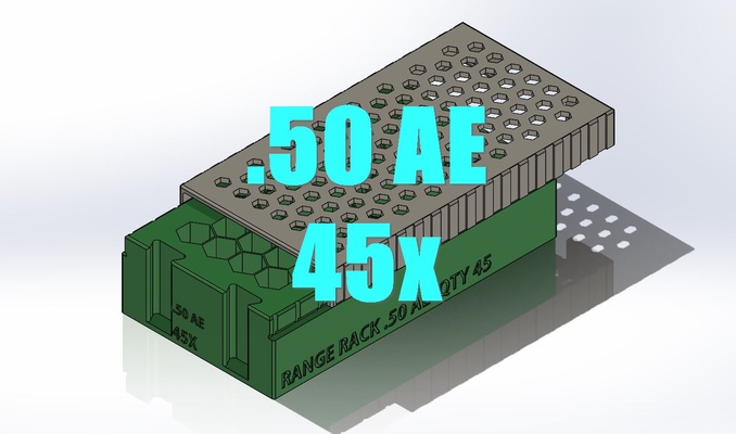 50 ae rango estante munición organizador 45x 30cal 7 62 otan lata cartucho clasificador caso funda caja almacenamiento bandeja rifle pistola escopeta disparo caza edc 9mm 3d print model - Mito3D